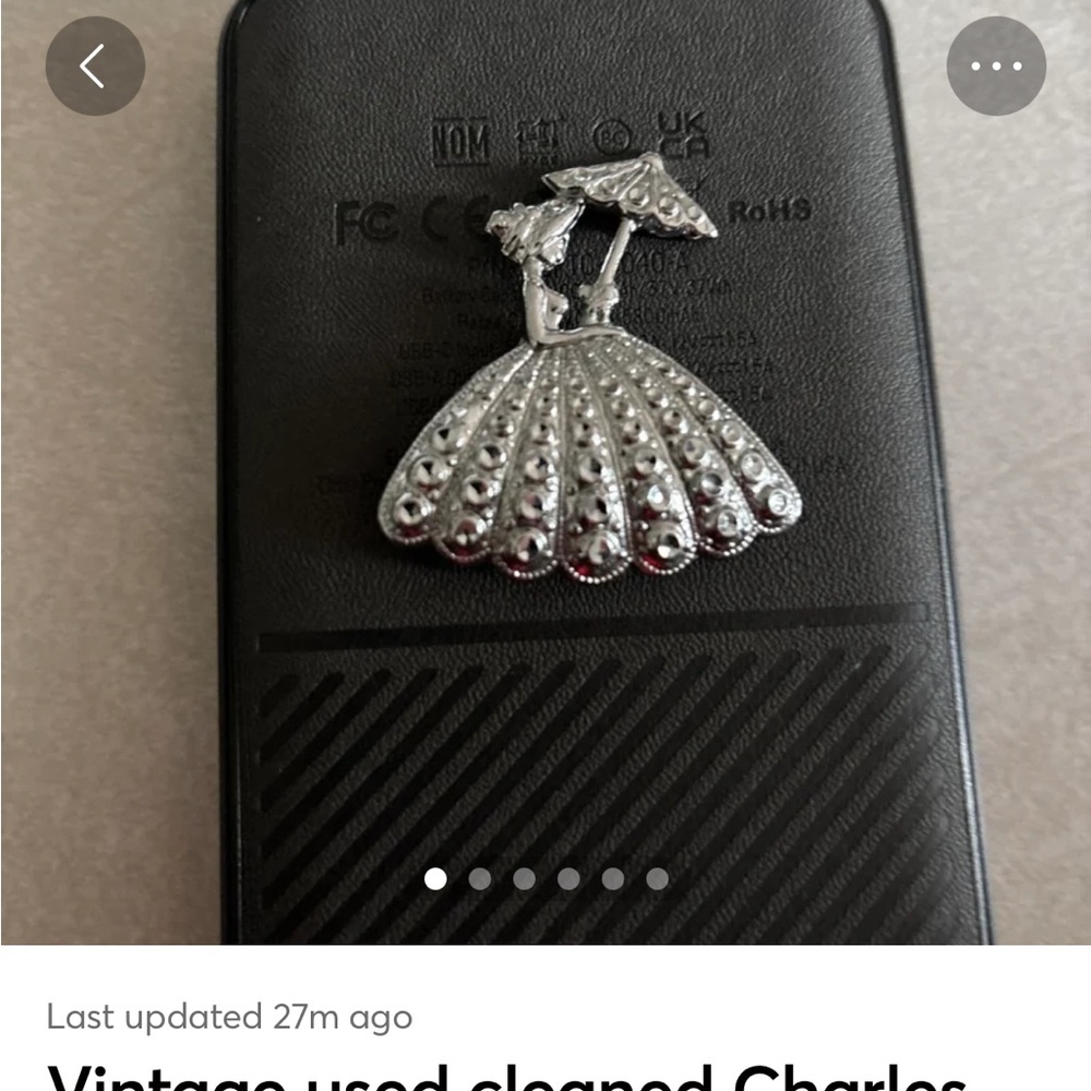 Silver Brooch with Lady Design used clean